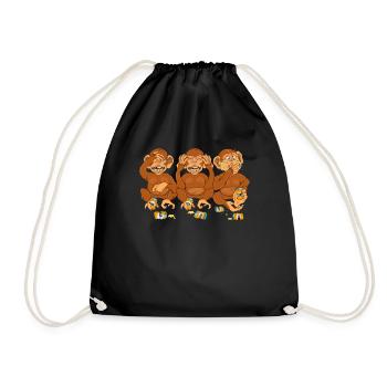 Hanover 3 Monkeys See Nothing Hear Say - Drawstring Bag - black - Front
