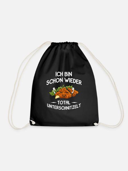 Ich bin schon wieder total unterschnitzelt - Turnbeutel - Schwarz