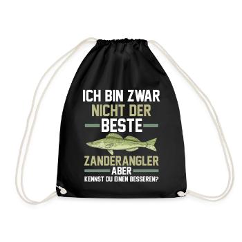 Angeln Angler Zander - Turnbeutel - Schwarz - Vorne