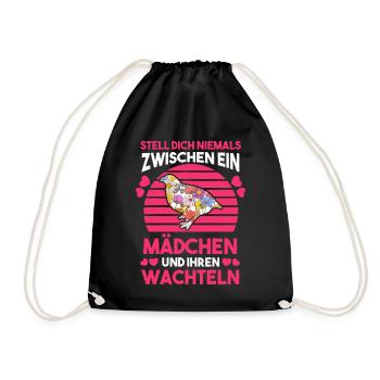 Wachtel Mädchen Wachteln - Turnbeutel - Schwarz - Vorne