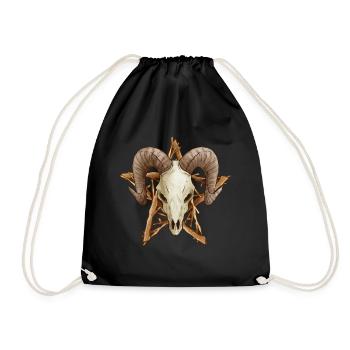 Sheep's head Pentagram Drudenfuß - Drawstring Bag - black - Front