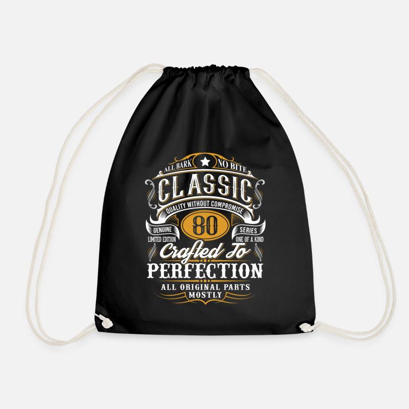 80th birthday - Drawstring Bag - black