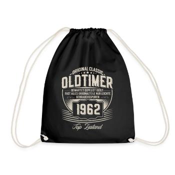1962 Geburtsjahr Jahrgang 60.Geburtstag Oldtimer - Turnbeutel - Schwarz - Vorne