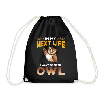 Owl - Drawstring Bag - black - Front
