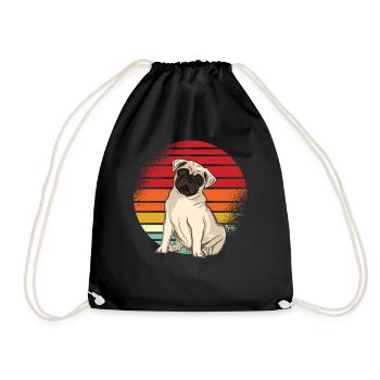 Mops Retro - Turnbeutel - Schwarz - Vorne