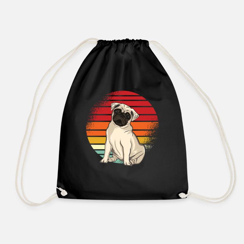 Mops Retro - Turnbeutel - Schwarz