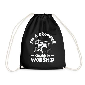 I'm A Drummer Created To Worship Drum Set Drumming - Drawstring Bag - black - Front