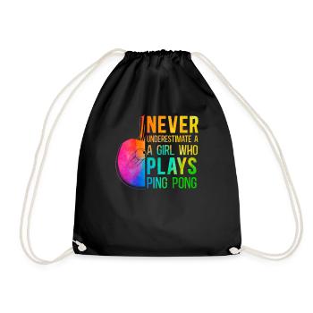Ping Pong Table Tennis Girl - Drawstring Bag - black - Front