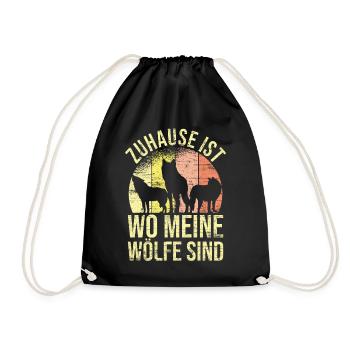 Zuhause ist wo meine Wölfe sind - Turnbeutel - Schwarz - Vorne