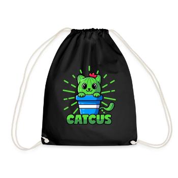 Cats Cactus Pun Catcus - Drawstring Bag - black - Front