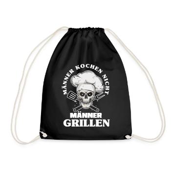 Mann Männer Grillen Vater Papa Geschenk - Turnbeutel - Schwarz - Vorne