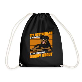 Funny Rottweiler Dog Gift - Drawstring Bag - black - Front