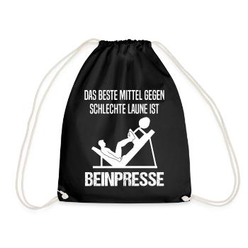 Bodybuilder Kraft Sport Beinpresse Spruch Geschenk - Turnbeutel - Schwarz - Vorne