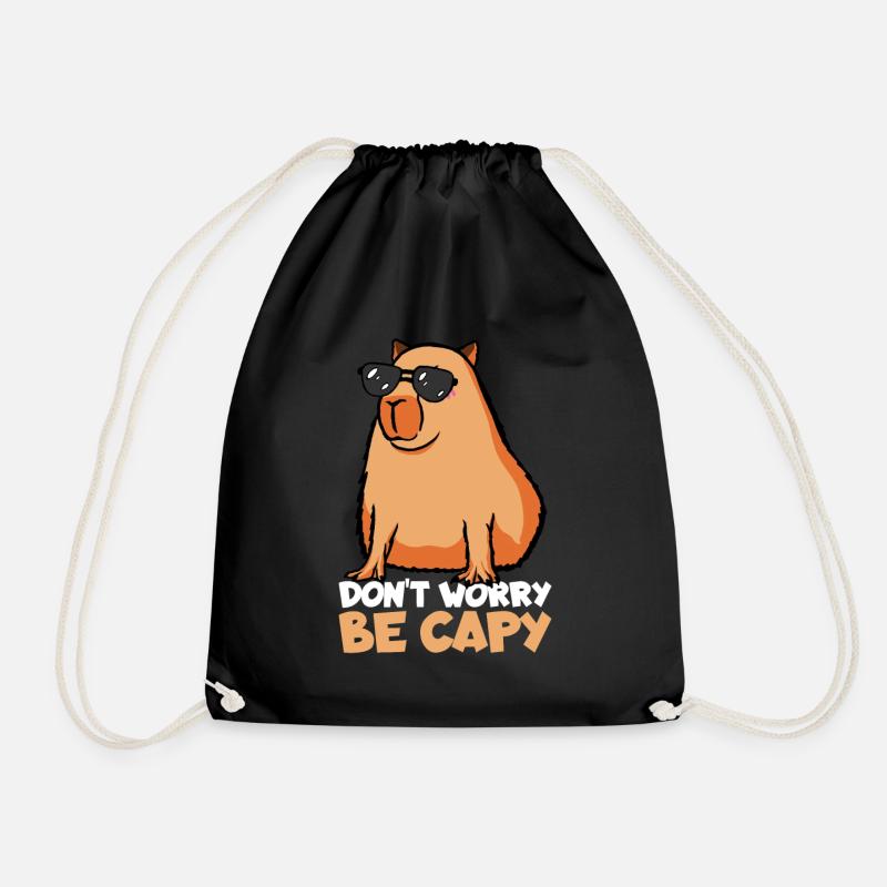 Don't Worry Be Capy - Turnbeutel - Schwarz