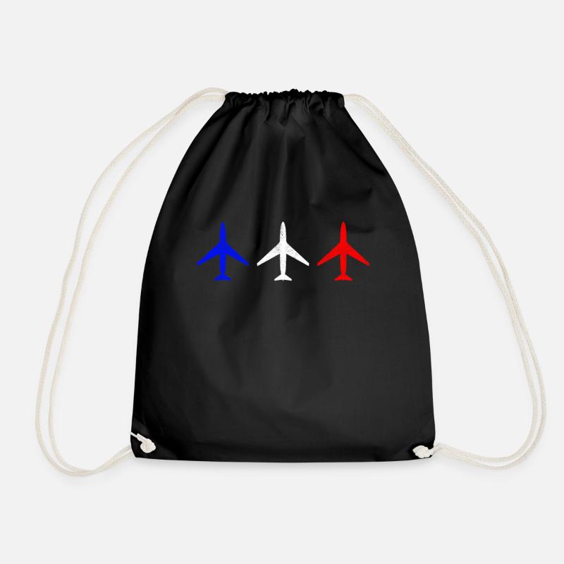 Airplane Airplanes - Drawstring Bag - black
