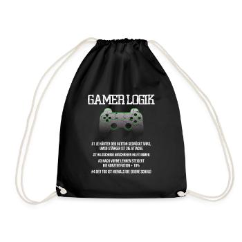 Gamer Logik Computer PC Controller Zocker Jungs - Turnbeutel - Schwarz - Vorne