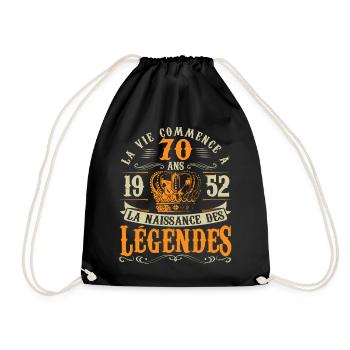 Anniv 70 ans Anniversaire 1952 - Sac de sport léger - noir - Devant