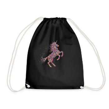 Einhorn Einhörner Unicorn Geschenk - Turnbeutel - Schwarz - Vorne