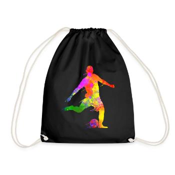 Paint Splashes Soccer Lover Graphic Soccer Player - Drawstring Bag - black - Front