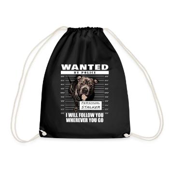 American Bully XL blue line artistic design - Drawstring Bag - black - Front