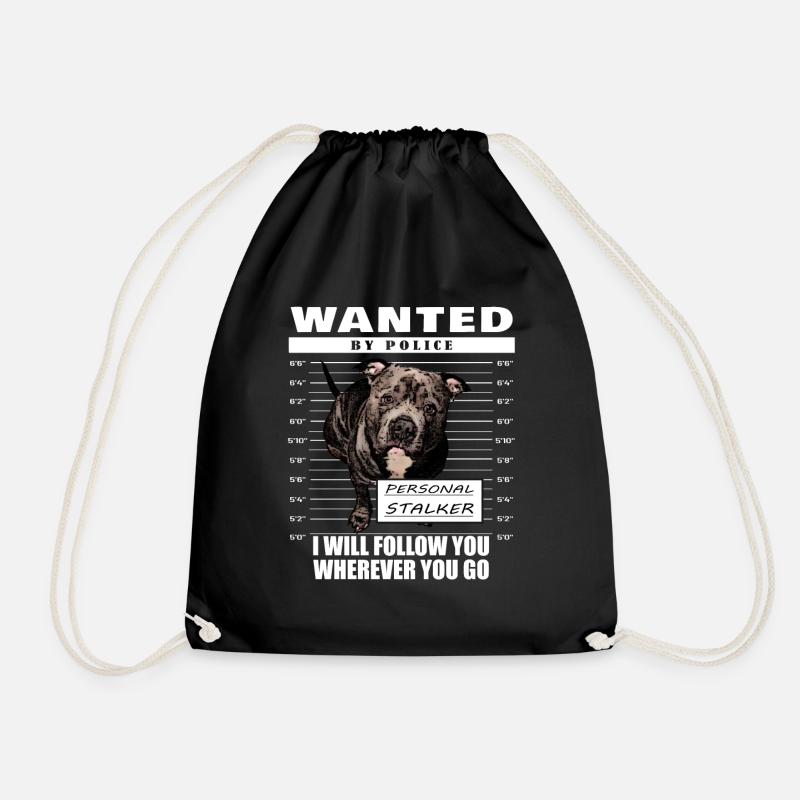 American Bully XL blue line artistic design - Drawstring Bag - black