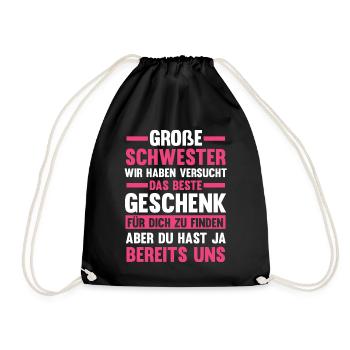 Schwestern Geschwister Schwester - Turnbeutel - Schwarz - Vorne