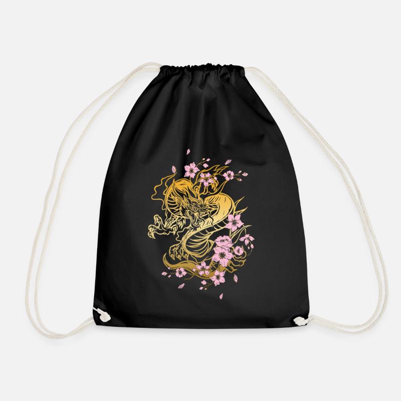 Japanischer Drache Kirschblüten Sakura Drachen - Turnbeutel - Schwarz