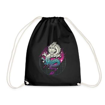 Japanischer Drache Vaporwave Drachen Japan - Turnbeutel - Schwarz - Vorne