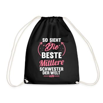 Beste mittlere Schwester der Welt - Turnbeutel - Schwarz - Vorne