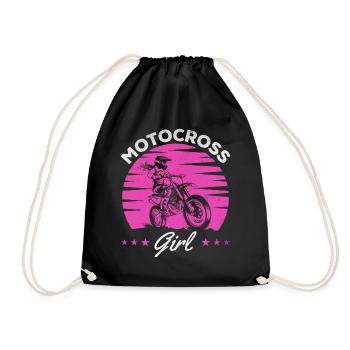 Supercross Girl Dirtbike Girl Enduro Off-Road - Turnbeutel - Schwarz - Vorne