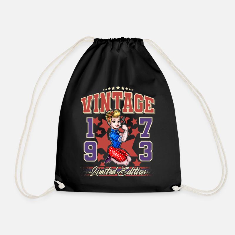 1973 Geburtsjahr Geburtstag Vintage Rockabilly - Turnbeutel - Schwarz