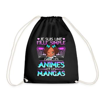 Animé Manga Humour Japonais Kawaii Fille - Sac de sport léger - noir - Devant