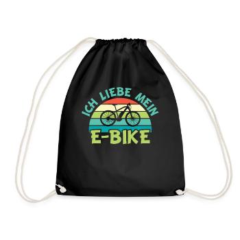 E-Bike | Ich liebe Mein E-Bike - Turnbeutel - Schwarz - Vorne