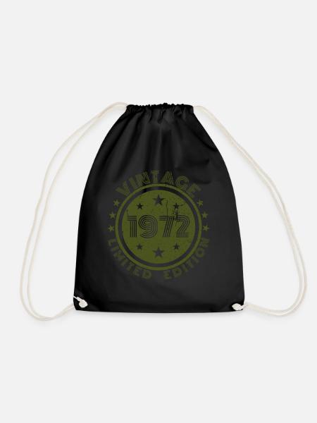 Vintage 1972 72 Birthday Retro Vintage Gift - Drawstring Bag - black
