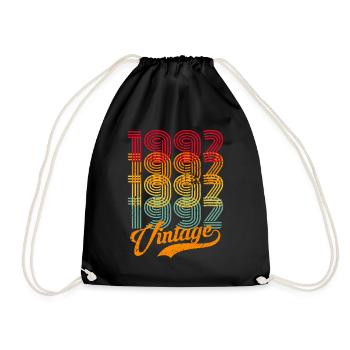 Vintage 1992 92 Birthday Retro Vintage Gift - Drawstring Bag - black - Front