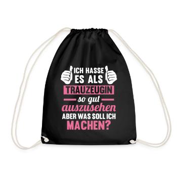 Trauzeugin - Turnbeutel - Schwarz - Vorne