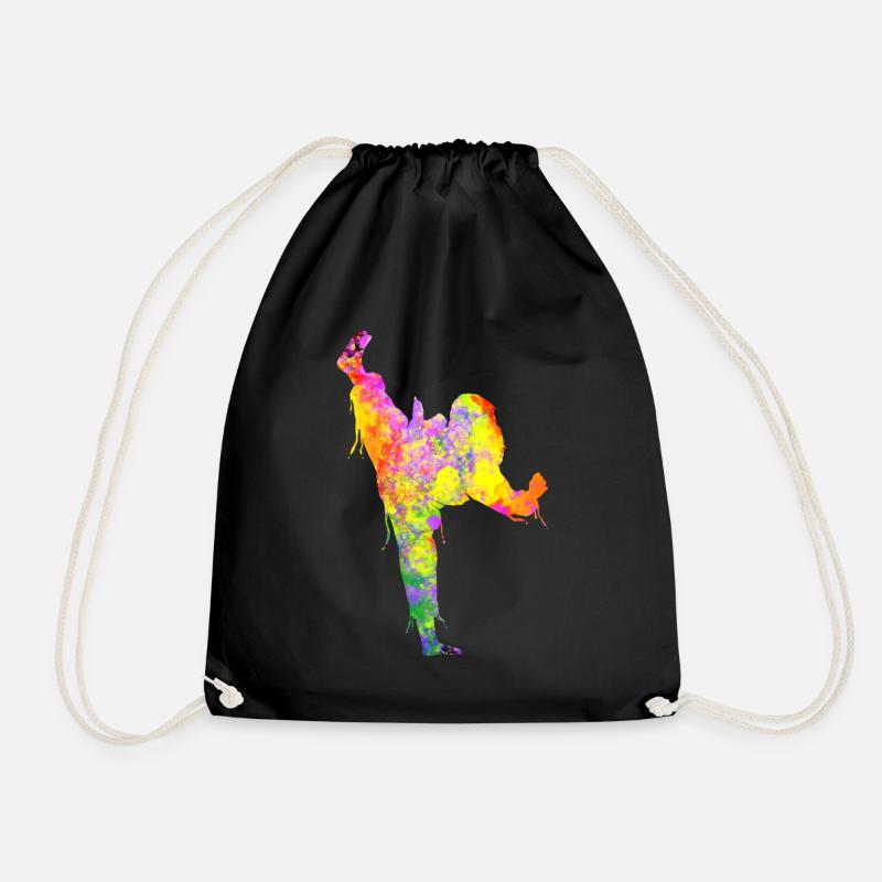 Tae Kwon Do Karate Bunte Silhouette für Mädchen - Turnbeutel - Schwarz