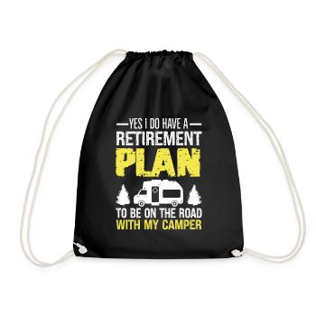 Retired Camping Plan For Retirees Retired - Drawstring Bag - black - Front