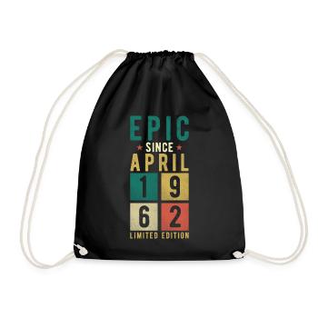 Birthday April 1962 - Drawstring Bag - black - Front