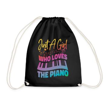 Piano Teacher Pianist Girl - Drawstring Bag - black - Front
