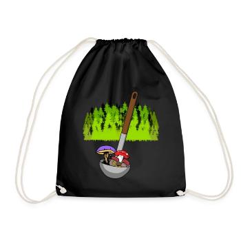 Forest Kitchen Mushrooms Soup Ladle Soup Gourmet Toxic - Drawstring Bag - black - Front