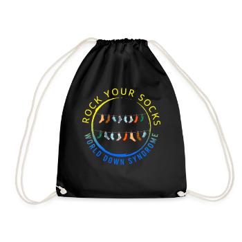 World Down Syndrome Day Shirt, Rock Your Socks - Drawstring Bag - black - Front
