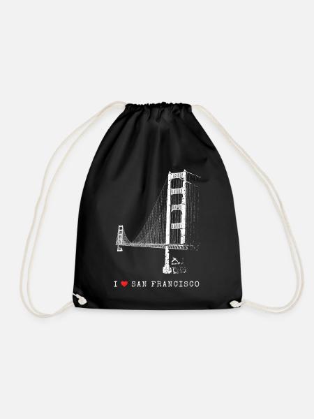 I Love San Francisco Golden Gate Bridge California - Turnbeutel - Schwarz