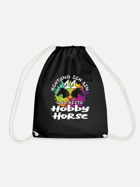 Achtung ich bin 11 - Hobby Horse - Turnbeutel - Schwarz