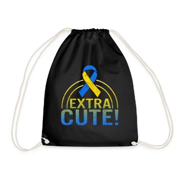 World Down Syndrome Day, Extra Cute Down Syndrome - Drawstring Bag - black - Front
