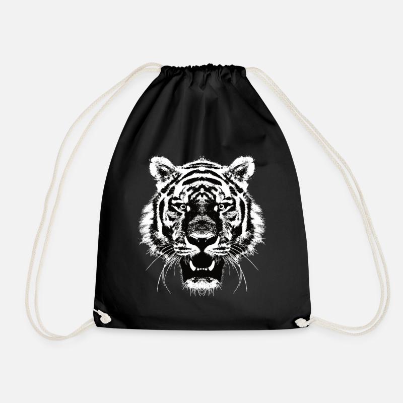 Tiger Kopf - Motiv Raubkatze - Turnbeutel - Schwarz