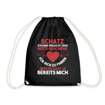 Schatz Liebe Valentinstag - Turnbeutel - Schwarz - Vorne