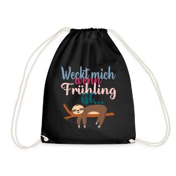 Weckt mich wenn Frühling ist Faultier - Turnbeutel - Schwarz - Vorne