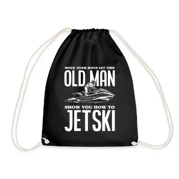 Jet Ski Old Man Gift - Drawstring Bag - black - Front