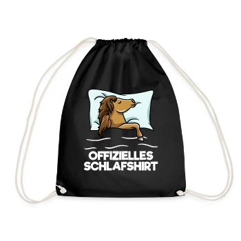 Offizielles Schlafshirt Pferd Nachthemd Pferde - Turnbeutel - Schwarz - Vorne